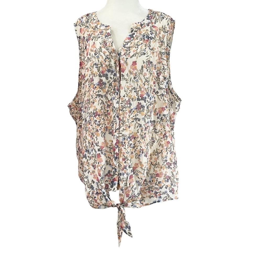 Zac & Rachel Woman Woman’s Shirt Sleeveless Button Up Floral Plus Size 3X.